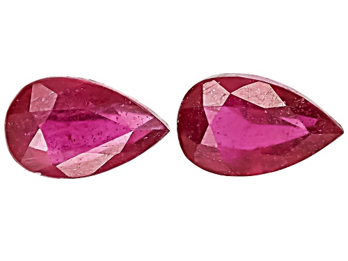 Photo of Red Mahaleo Ruby 8X5mm Pear Faceted Cut Gemstones Matched Pair 2.50Ctw