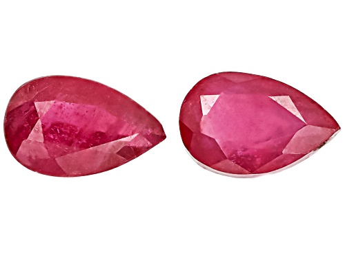 Photo of Red Mahaleo Ruby 8X5mm Pear Faceted Cut Gemstones Matched Pair 2.00Ctw