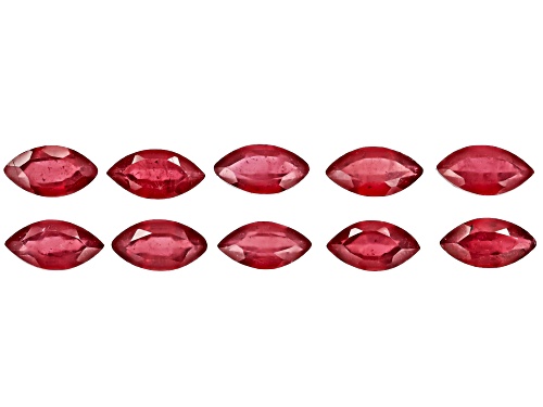 Photo of Red Mahaleo Ruby 6X3mm Marquise Faceted Cut Gemstones Set Of 10 3.50Ctw