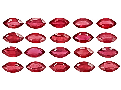 Photo of Red Mahaleo Ruby 6X3mm Marquise Faceted Cut Gemstones Set Of 20 7.00Ctw