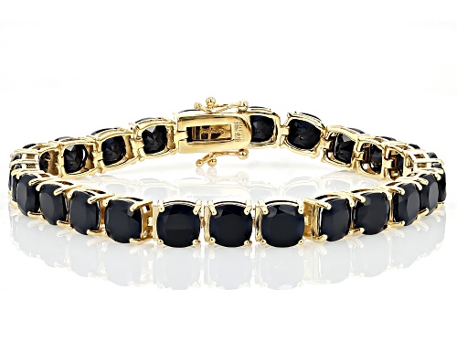 Black Spinel 18K Yellow Gold Over Sterling Silver Tennis Bracelet 41.44Ctw - Size 8