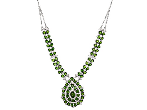 Photo of 12.49ctw Chrome Diopside with 2.41ctw White Zircon Rhodium Over Silver Necklace