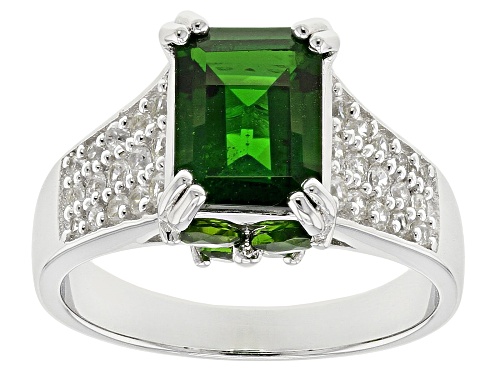 Photo of Chrome Diopside & White Zircon Rhodium Over Sterling Silver Ring 3.65Ctw - Size 7
