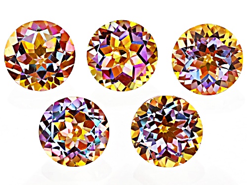 Photo of Multi-color Northern Light Quartz 8mm Round faceted Cut Gemstones Set of 5 9CTW