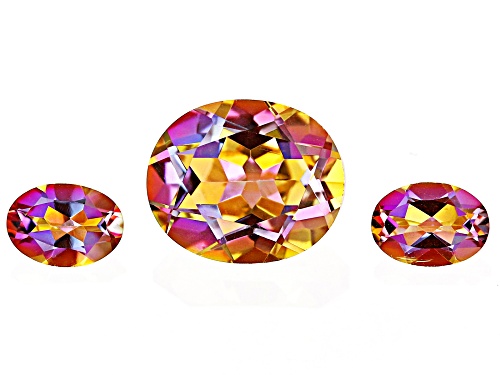 Photo of Multi-color Northern Light Quartz 12x10mm 1 pc, 7x5mm 2pcs Oval faceted Cut Gemstones Set of 3 5CTW