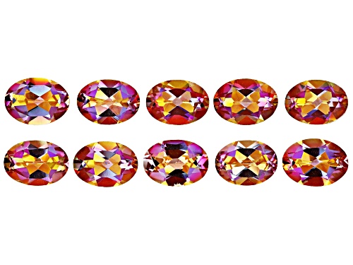 Multi-Color Northern Light Quartz 7x5mm Oval Faceted Cut Gemstones Set of 10 6CTW