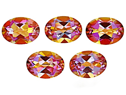 Multi-Color Northern Light Quartz 7x5mm Oval Faceted Cut Gemstones Set of 5 3CTW