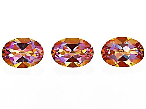 Multi-Color Northern Light Quartz 7x5mm Oval Faceted Cut Gemstones Set of 3 1.75CTW