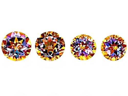 Multi-Color Northern Light Quartz 7mm,8mm Round Faceted Cut Gemstones Set of 2, Matched pair 5CTW