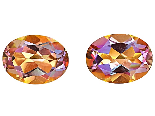 Photo of Multi-Color Northern Light Quartz 8x6mm Oval Faceted Cut Gemstones Matched pair 2CTW