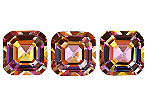 Multi-Color Northern Light Quartz 8mm OctagonFaceted Cut Gemstones Set of 3 6CTW