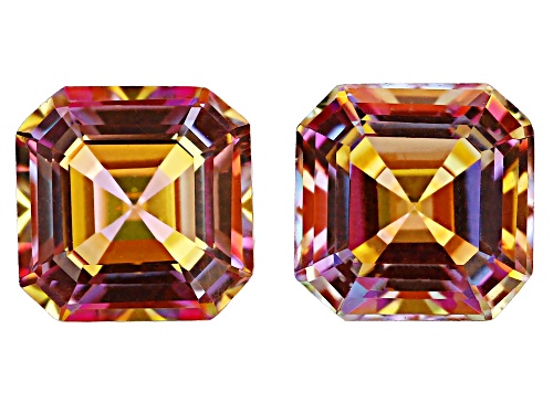 Multi-Color Northern Light Quartz 8mm OctagonFaceted Cut Gemstones Matched Pair 4CTW