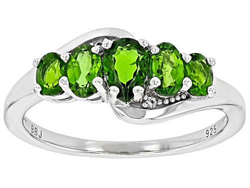 Chrome Diopside Pear 6x4mm and White Topaz Sterling Silver Ring 1.11ctw - Size 9