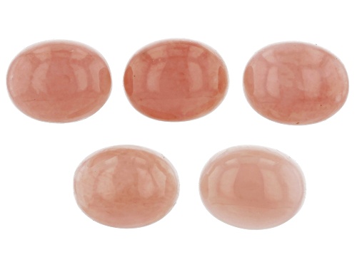 Pink Opal 9x7mm Oval Cabochon Gemstones Set Of 5,8ctw