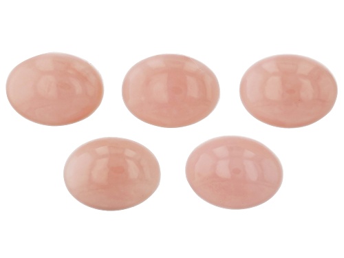 Pink Opal 16x12mm Oval Cabochon Gemstones Set Of 5,35.50ctw