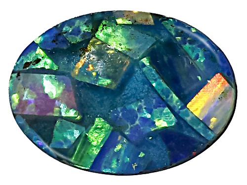 Multi-Color Mosaic Opal Triplet 9X6mm Oval Cabochon Cut Gemstone 0.60Ct