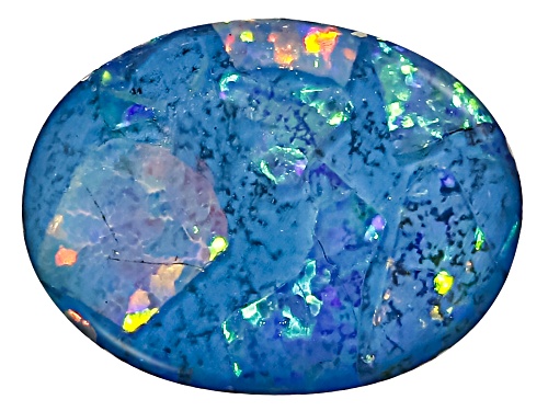 Photo of Multi-Color Mosaic Opal Triplet 8X6mm Oval Cabochon Cut Gemstone 0.58Ct
