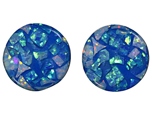 Photo of Multi-Color Mosaic Opal Triplet 10mm Round Cabochon Cut Gemstones Matched Pair 3.00Ctw