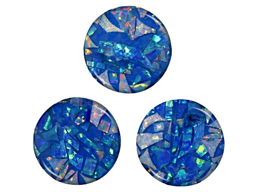 Multi-Color Mosaic Opal Triplet 10mm Round Cabochon Cut Gemstones Set Of 3 5.00Ctw