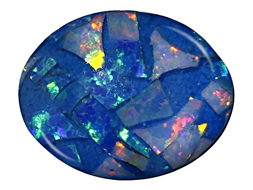 Photo of Multi-Color Mosaic Opal Triplet 10X8mm Oval Cabochon Cut Gemstone 1.00Ct
