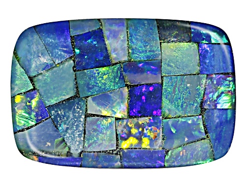 Photo of Multi-Color Mosaic Opal Triplet 15X10mm Cushion Cabochon Cut Gemstone 5.50Ct