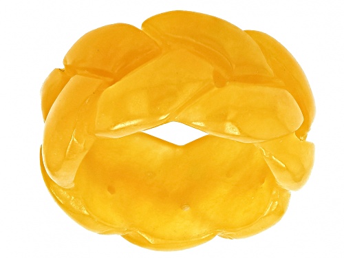 Yellow Dyed Jade Fancy Carved Band Ring - Size 6