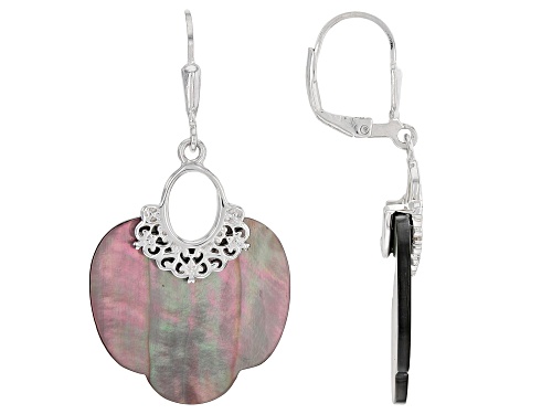 Photo of Pacific Style™, Black Mother-Of-Pearl Rhodium Over Silver Scalloped Dangle Earrings
