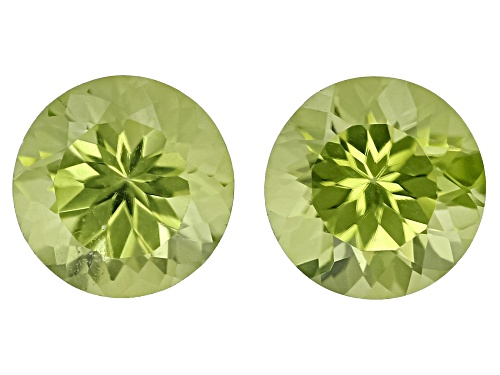 Photo of Green Pakistan Peridot 6mm Round Faceted Cut Gemstones Matched Pair 1.50Ctw