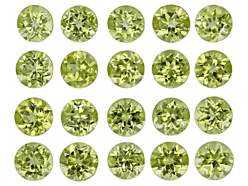 Green Pakistan Peridot 4mm Round Faceted Cut Gemstones Set Of 20 6.00Ctw