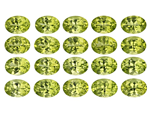 Green Pakistan Peridot 7X5mm Oval Faceted Cut Gemstones Set Of 20 17.00Ctw