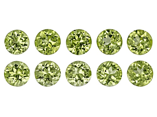Green Pakistan Peridot 3.5mm Round Faceted Cut Gemstones Set Of 10 1.50Ctw