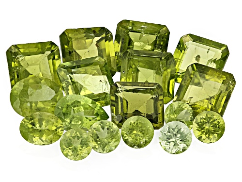 Photo of Green Pakistan Peridot 8x6mm Min Mixed Shape Faceted Cut Gemstone Parcel 50.00Ctw