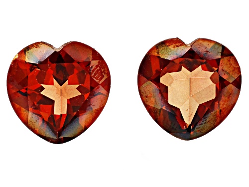Red Labradorite 12mm Heart Faceted Gemstones Matched Pair 10ctw