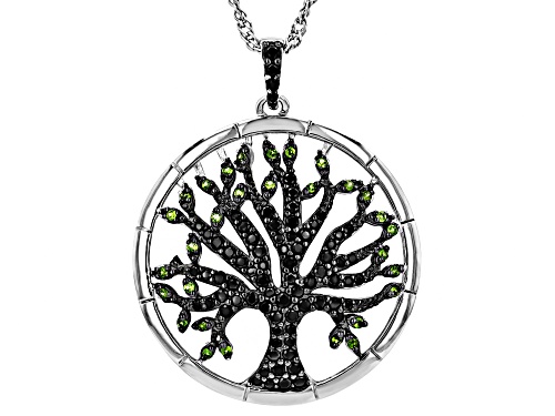 Photo of Black Spinel & Chrome Diopside Sterling Silver Pendant