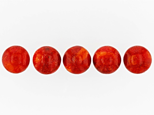 Photo of Red Sponge Coral 7mm Round Cabochon Set Of 5, 5.75ctw