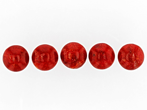 Photo of Red Sponge Coral 8mm Round Cabochon Set Of 5, 6.75ctw