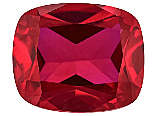 Photo of Red Lab Created Ruby 12x10mm Cushion Faceted Cut Gemstone 6.50ct
