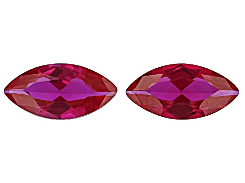 Photo of Red Lab Created Ruby 12x6mm Marquise Faceted Cut Gemstones Matched Pair 3.50ctw