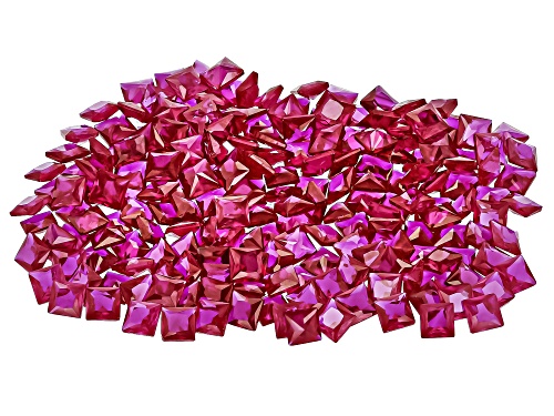 Red Lab Created Ruby 2mm Square Faceted Cut Gemstones Parcel 10ctw