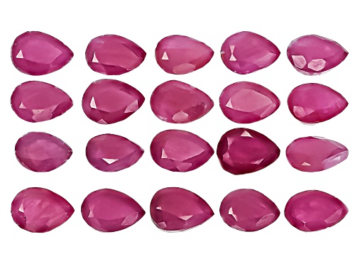 Photo of Red Indian Ruby 4X3mm Pear Faceted Cut Gemstones Set Of 20 4.50Ctw