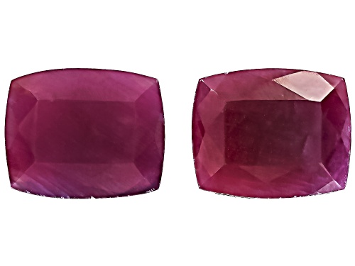 Photo of Red Indian Ruby 11X9mm Cushion Faceted Cut Gemstones Matched Pair 10.00Ctw