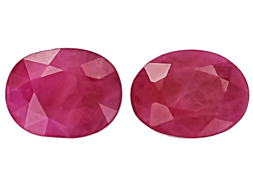 Red Indian Ruby 10X8mm Oval Faceted Cut Gemstones Matched Pair 5.50Ctw
