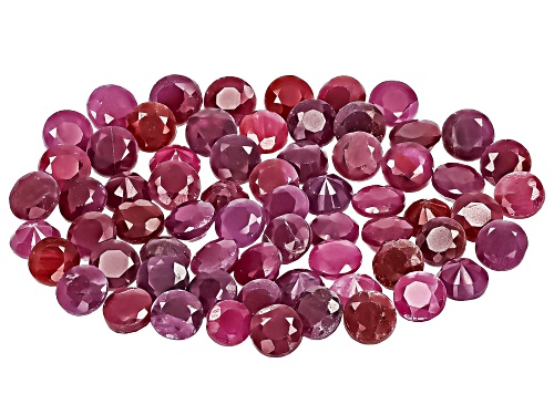 Red Indian Ruby 4mm Round Faceted Cut Gemstone Parcel 25.00Ctw
