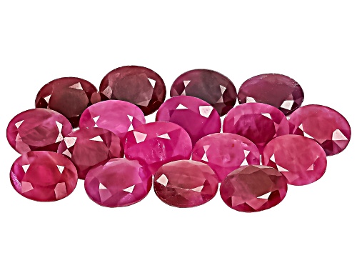Red Indian Ruby 10X8mm Mix Oval Faceted Cut Gemstone Parcel 50.00Ctw