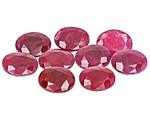Red Indian Ruby 12X10mm Oval Faceted Cut Gemstone Parcel 50.00Ctw