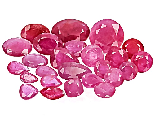 Photo of Red Indian Ruby Mixed Size & Shape Faceted Cut Gemstone Parcel 25.00Ctw