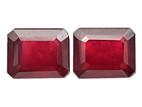 Mahaleo(R) Ruby 9x7mm Octagon Faceted Cut Gemstones Matched Pair 7.65Ctw