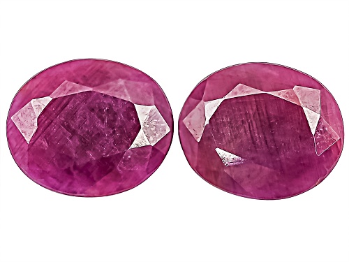 Ruby 12x10mm Oval Faceted Cut Gemstones Matched Pair 10.25Ctw