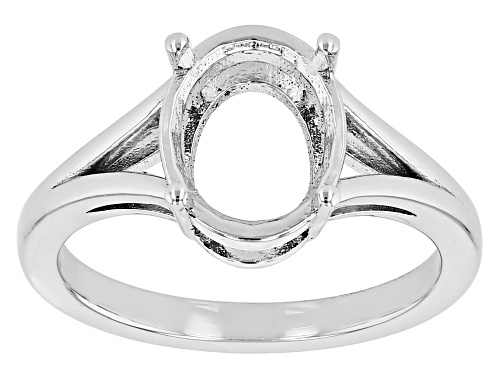 Photo of Semi-Mount Oval 11x9mm Rhodium Over Sterling Silver Ring - Size 8.5