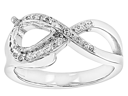 Semi-Mount Pear 9x6mm Rhodium Over Sterling Silver Ring with Zircon Accent 0.2Ctw - Size 8.5